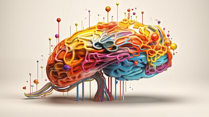 Colorful human brain express intelligence - obrazy, fototapety, plakaty