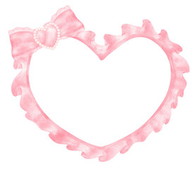 Pink Coquette frame heart shape aesthetic watercolor - obrazy, fototapety, plakaty