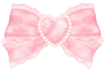 Pink Coquette bow aesthetic watercolor - obrazy, fototapety, plakaty