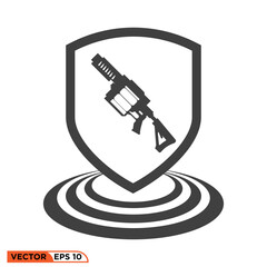 Grenade lanucher shield icon vector graphic of template 