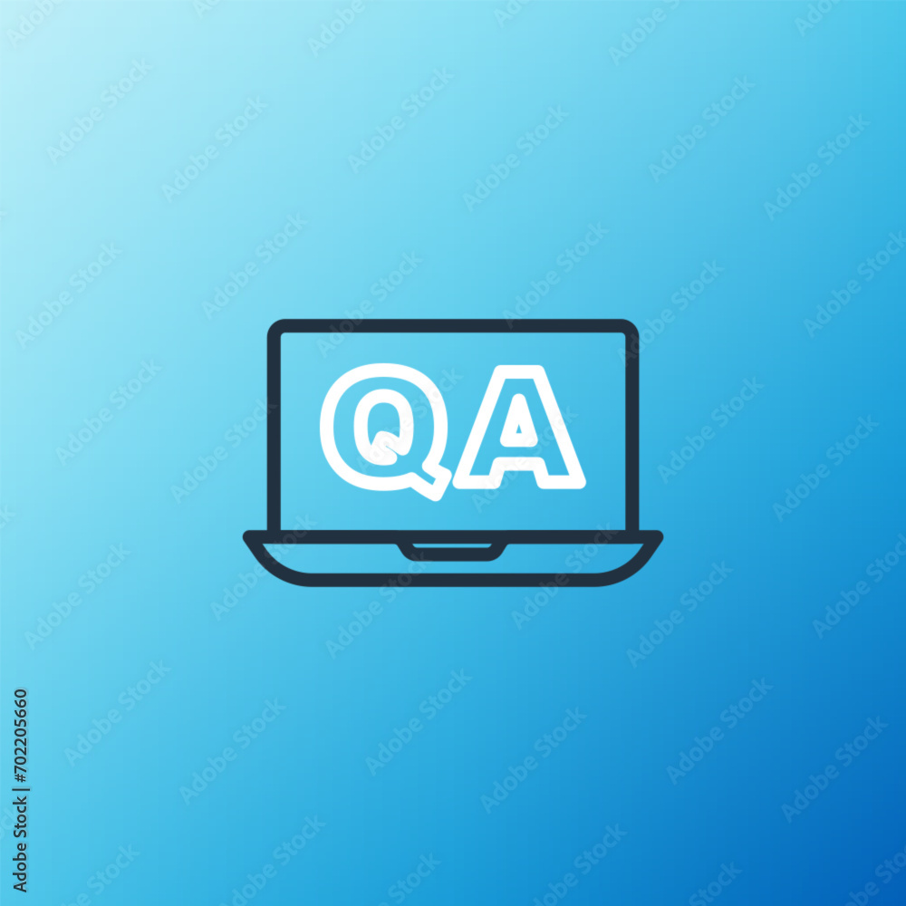 Poster line speech bubbles with question and answer icon isolated on blue background. q and a symbol. faq s