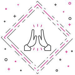 Line Informal greeting icon isolated on white background. Happy people giving high five. Colorful outline concept. Vector