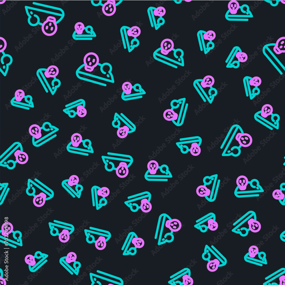 Poster line experimental mouse icon isolated seamless pattern on black background. vector