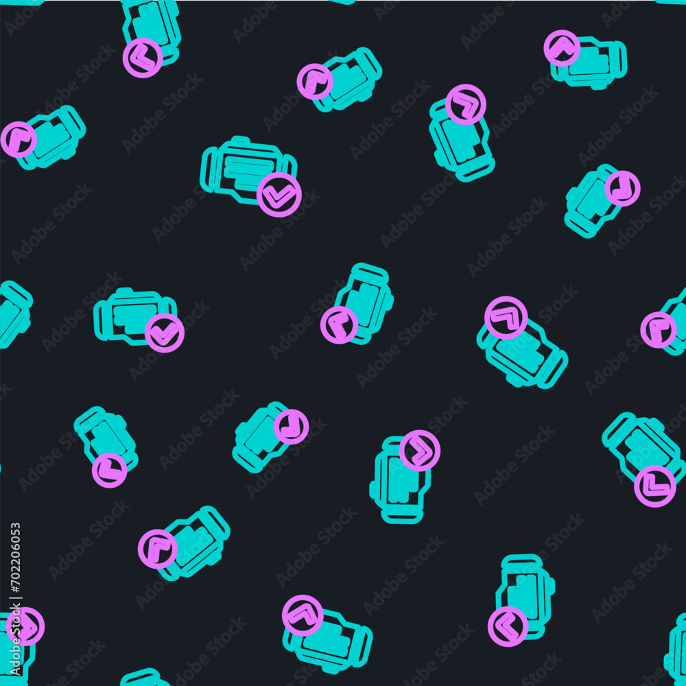 Poster line check engine icon isolated seamless pattern on black background. vector
