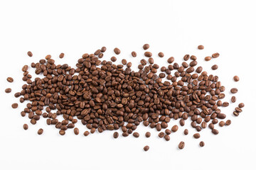 Coffee beans roasted isolated on a white background 