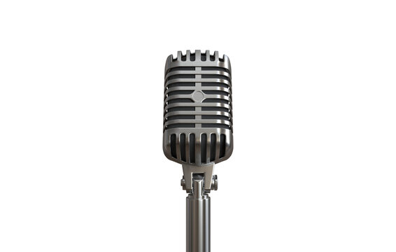 Retro microphone on transparent background, PNG file
