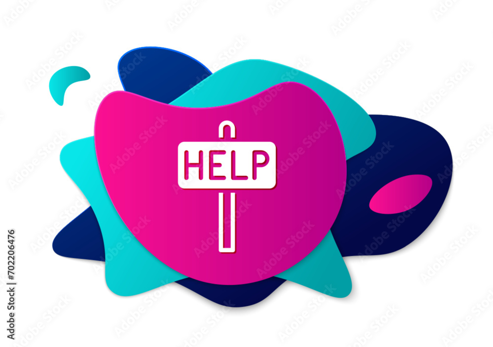 Poster color ask for help text icon isolated on white background. abstract banner with liquid shapes. vecto