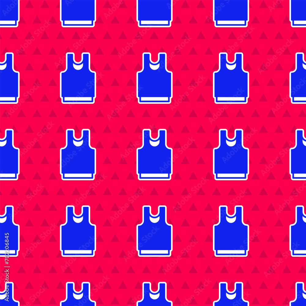 Poster blue undershirt icon isolated seamless pattern on red background. vector