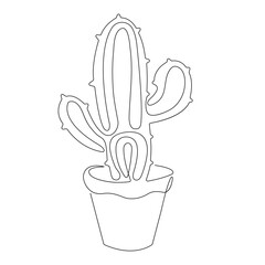Continuous single-line art of cactus. Cute cactus one-line drawing vector and illustration