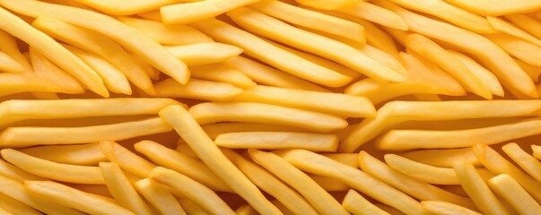 French fries chips pattern wallpaper, kids junk food concept, panorama banner. Generative Ai
