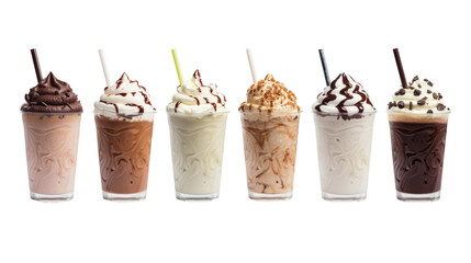 icecream milkshake on white isolated on clear png background and transparent background. food drink and dessert concept for cafe and restaurent, AI generative. 