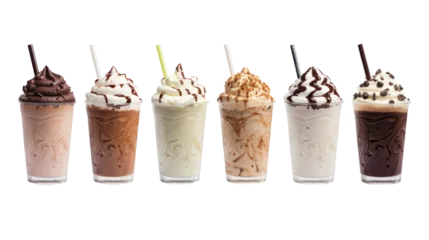 Rolgordijnen icecream milkshake on white isolated on clear png background and transparent background. food drink and dessert concept for cafe and restaurent, AI generative.  © Adisakdi