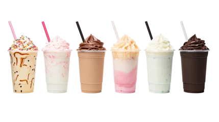 Poster Im Rahmen icecream milkshake on white isolated on clear png background and transparent background. food drink and dessert concept for cafe and restaurent, AI generative.  © Adisakdi