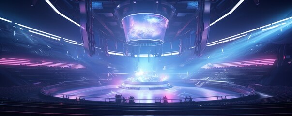 Futuristic Gaming Realm: Three Perspectives of a Modern Esports Arena