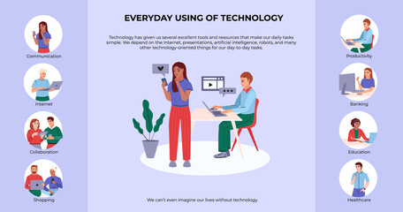 People using technology infographics