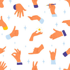 Hand drawn hand gestures pattern