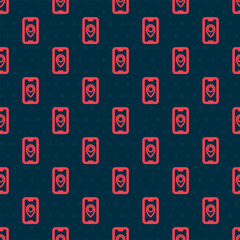 Red line Infographic of city map navigation icon isolated seamless pattern on black background. Mobile App Interface concept design. Geolacation concept.  Vector