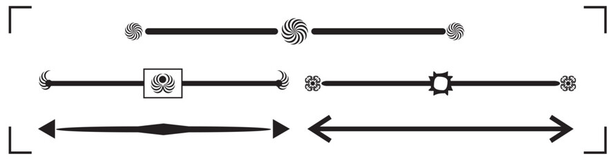 Divider thin line element set. Border underline on text page, book, invitation, wedding card, certificate, menu. Vintage ornament, classic, retro style ornamental filigree separator design