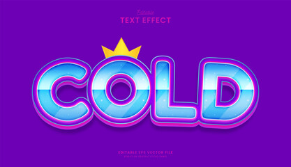 decorative cute purple cold editable text effect vector design