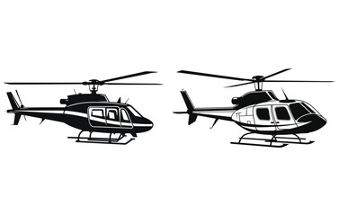 silhouette of a helicopter on white background,Helicopter simple black silhouette.