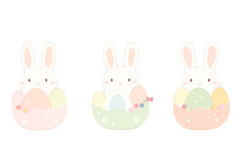 Obraz na płótnie Canvas Set of cute Easter eggs on Png background. generative ai