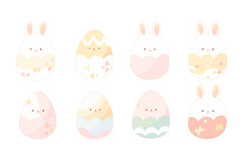 Set of cute Easter eggs on Png background. generative ai