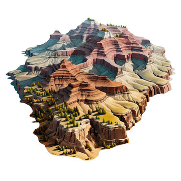  Isometric view image Grand Canyon on transparent background