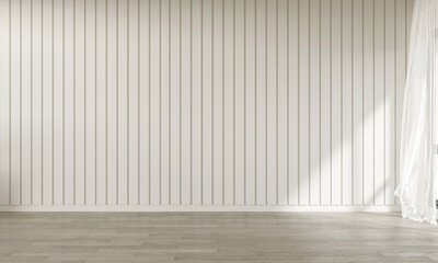 Modern minimal interior of living room and empty white wood wall background. 3d rendering