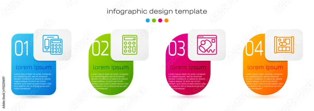 Poster set line calculator, data visualisation and graphing paper for engineering. business infographic tem