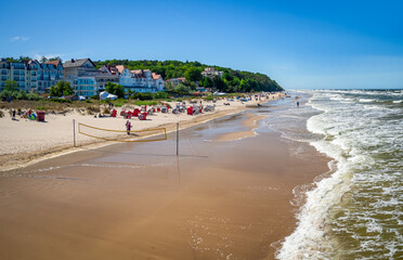 Beautiful Panorama at the beach of Bansin, Usedom Germany - copy space