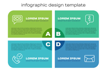 Set line Telephone handset, Stacks paper money cash, Mail e-mail and Information. Business infographic template. Vector