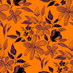 Watercolor seamless pattern with spring floral bouquets. Vintage botanical illustration. Elegant decoration for any kind of a design. Fashion print with colorful abstract flowers. Watercolor texture.	