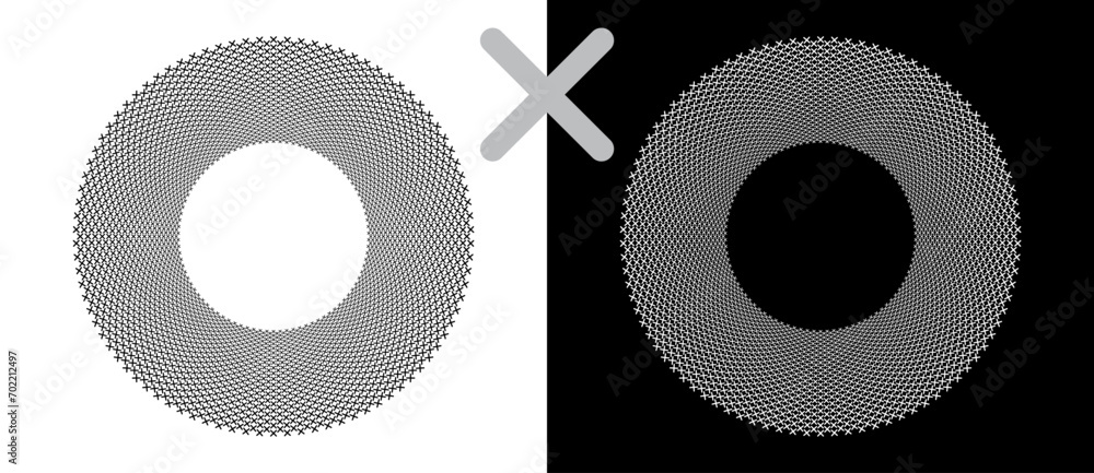 Poster abstract vector circle with halftone cross as logo or icon. black shape on a white background and th