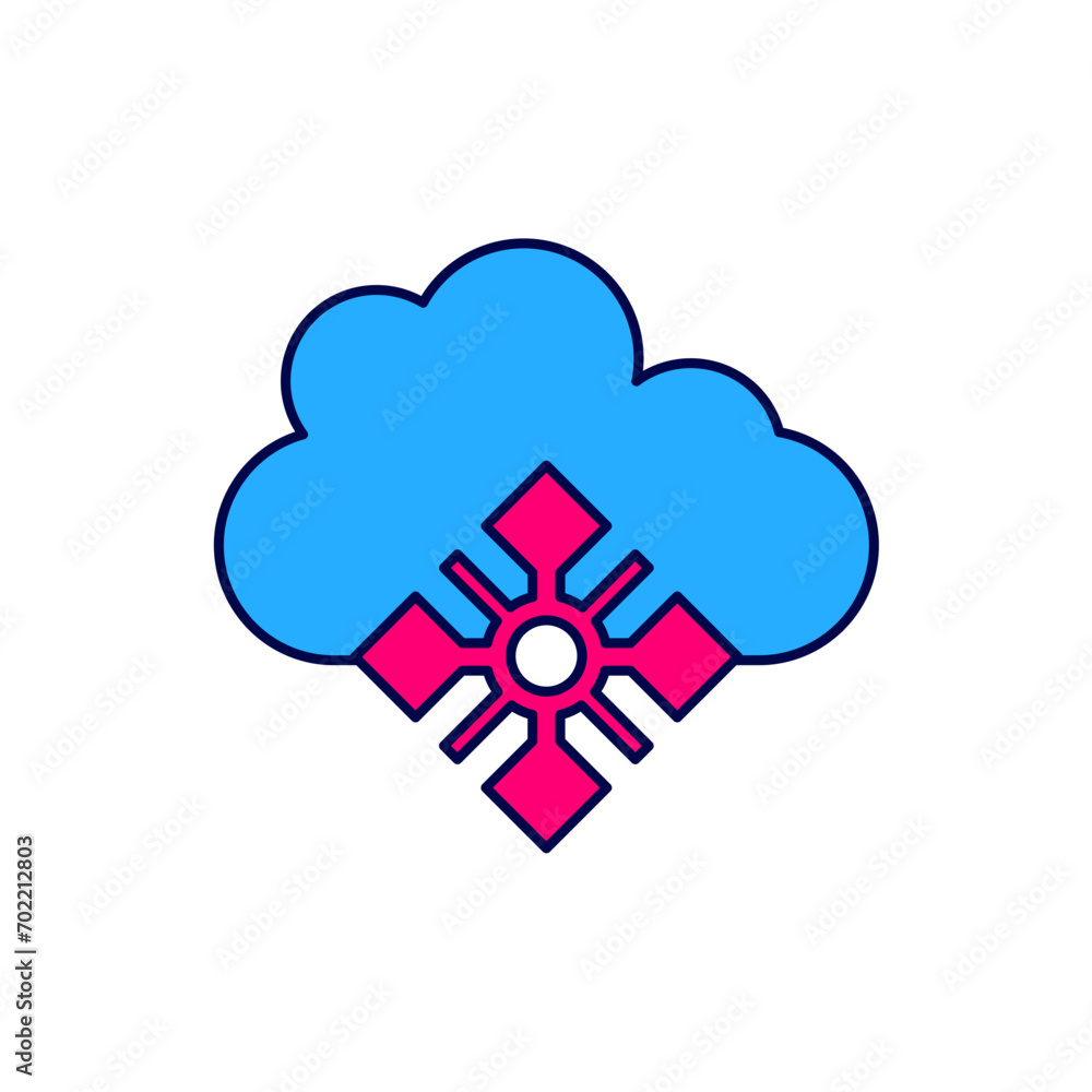 Poster filled outline cloud with snow icon isolated on white background. cloud with snowflakes. single weat