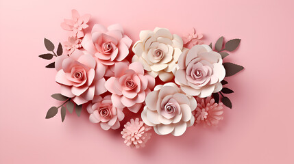 Obraz na płótnie Canvas Floral arrangement in cut paper style, generative ai