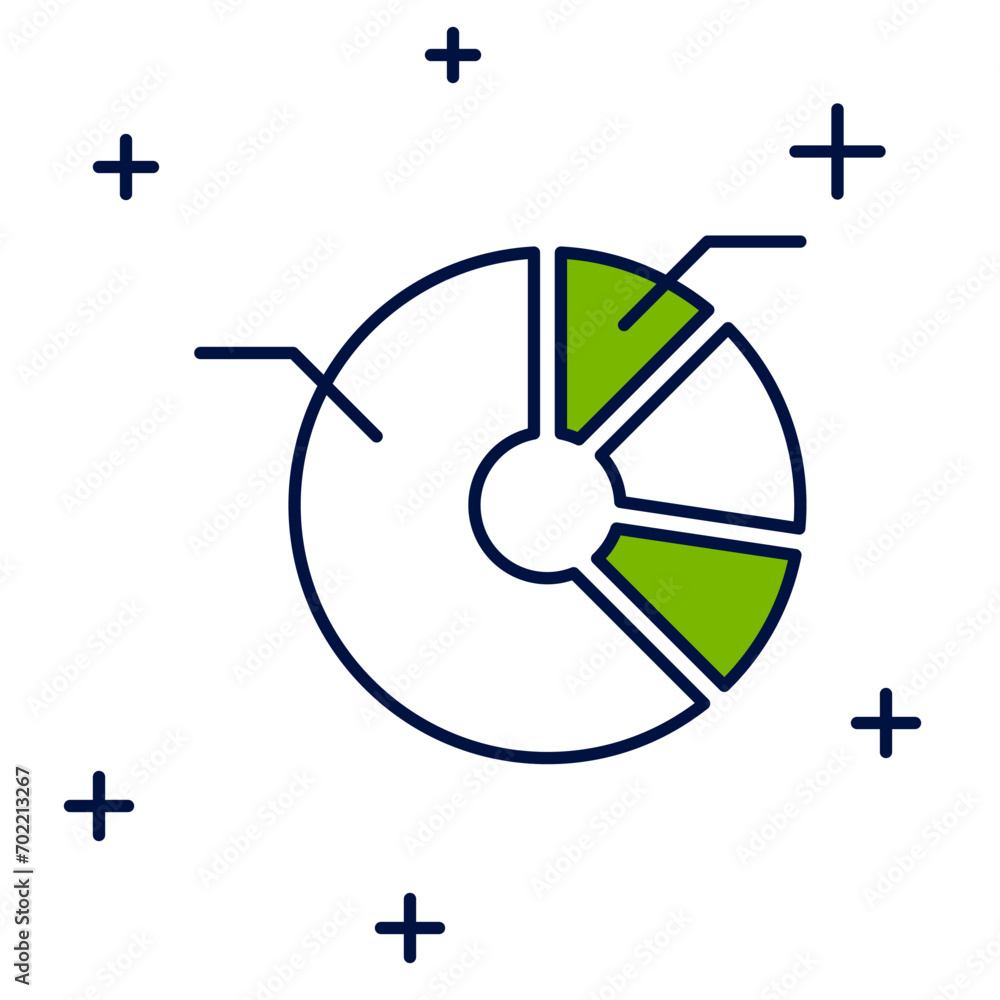 Poster filled outline pie chart infographic icon isolated on white background. diagram chart sign. vector