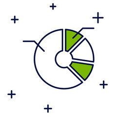 Filled outline Pie chart infographic icon isolated on white background. Diagram chart sign.  Vector