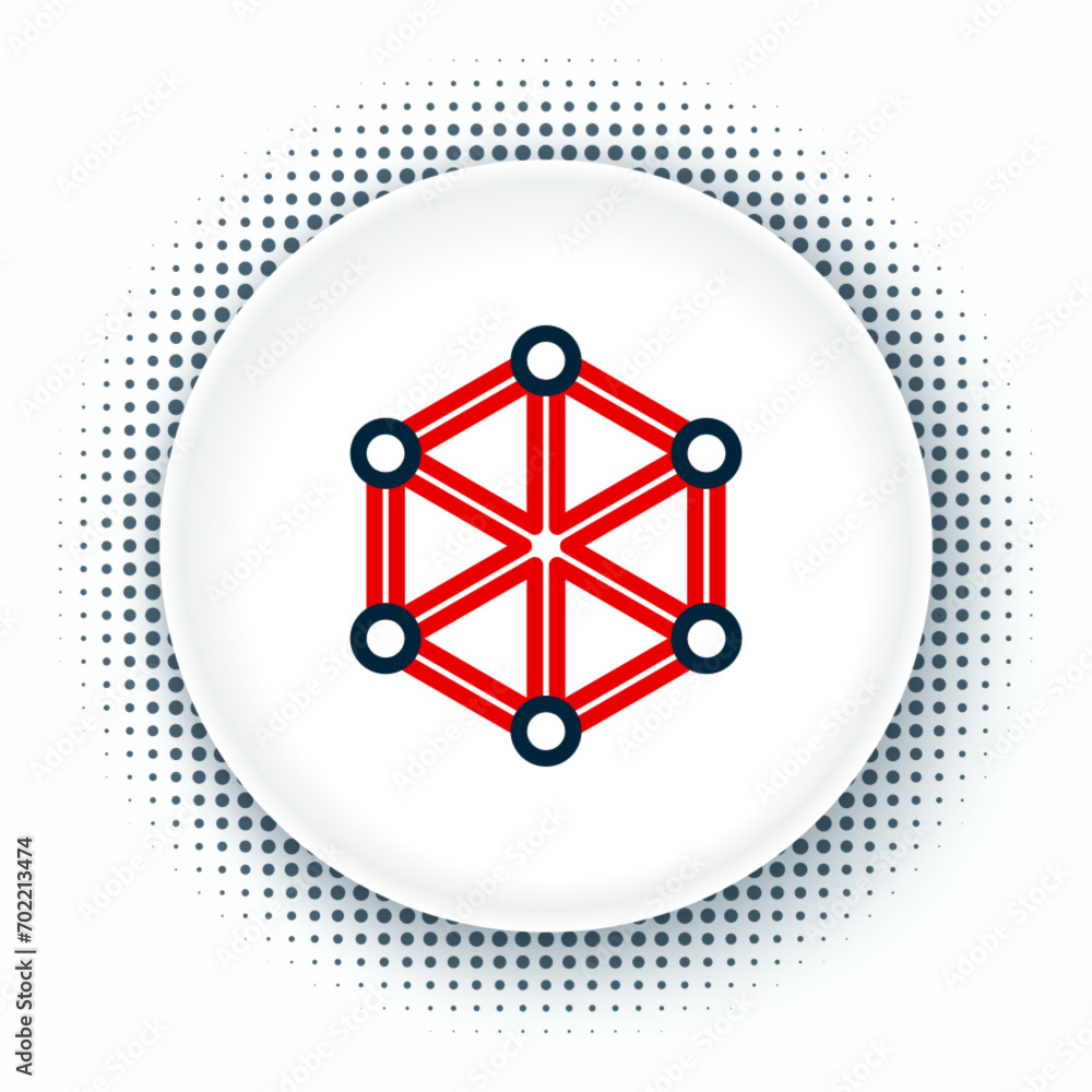 Poster line blockchain technology icon isolated on white background. cryptocurrency data. abstract geometri