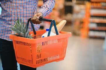 African American man shopping in food store
