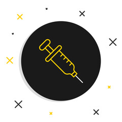 Line Syringe icon isolated on white background. Syringe for vaccine, vaccination, injection, flu shot. Medical equipment. Colorful outline concept. Vector