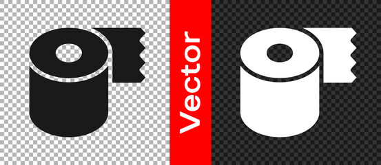 Black Toilet paper roll icon isolated on transparent background.  Vector