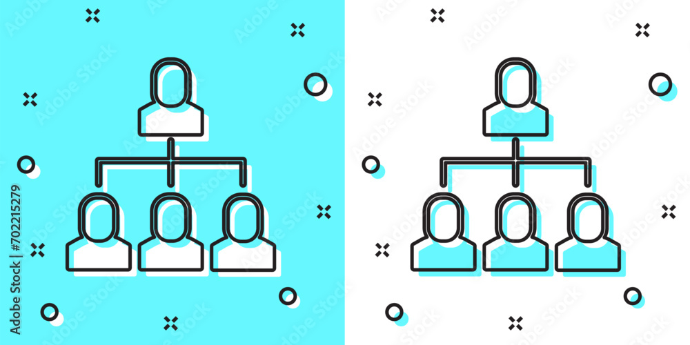 Aufkleber black line business hierarchy organogram chart infographics icon isolated on green and white backgro