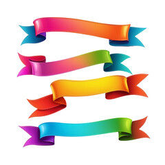 Colorful Ribbon Banners: A Vector Cartoon Illustration On transparent background PNG file