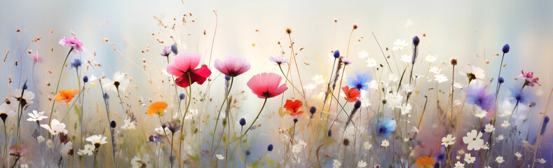 Wildflower meadow in soft focus with a dreamy atmosphere
