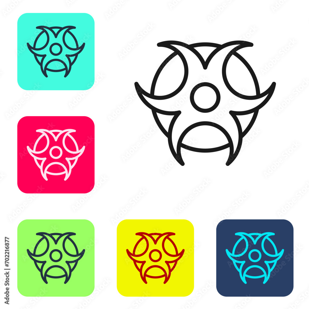 Poster black line biohazard symbol icon isolated on white background. set icons in color square buttons. ve