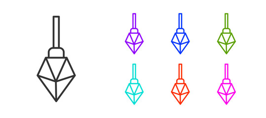 Black line Magic stone icon isolated on white background. Fantasy crystal. Jewelry gem for game. Set icons colorful. Vector