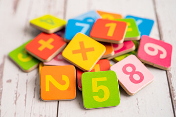 Fototapeta premium Math number colorful, education study mathematics learning teach concept.