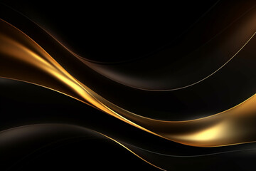 Abstract elegant gold glowing line with lighting effect sparkle on black background. Template premium award design