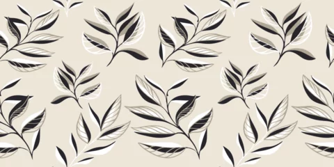 Foto op Plexiglas Light tropical botanical seamless pattern. Creative abstract shape leaves branches background. Simple floral leaf printing. Vector hand drawn sketch. Design for fashion, fabric and textiles © incarnadine