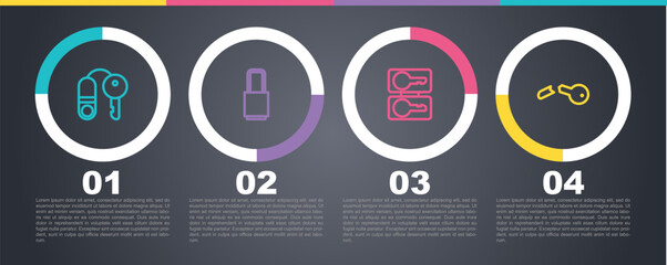 Set line House with key, Lock, Casting keys and Broken. Business infographic template. Vector